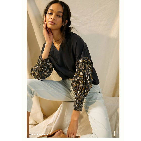 New Anthropologie Let Me Be Sydney Puff-Sleeved Top $98 X-SMALL XS Floral - Picture 2 of 8